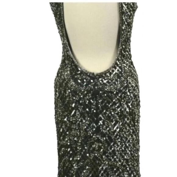 Mac Duggal 4112 Cutout Back Sequin Gown Front Slit Sz 8 Silver and Gold NWT - Picture 5 of 11